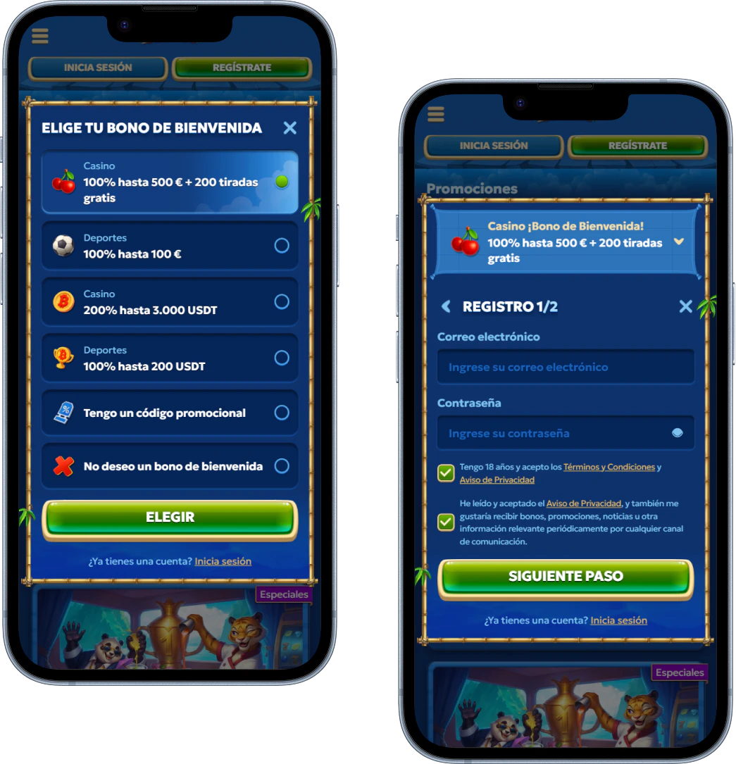 Registro e inicio de sesión en Pandido Casino